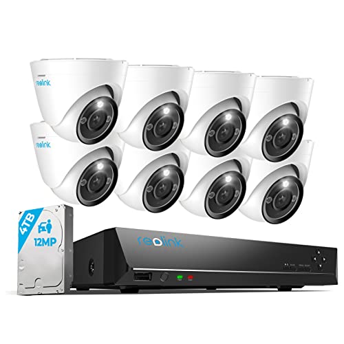 reolink 12mp überwachungskamera set, 8 x poe ip kamera outdoor, 16ch nvr 4tb