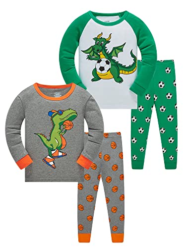lo lpip pyjamas jungen 4-teiliges set langarm dino 100% baumwolle kinder nachtwäsche 6 jahre