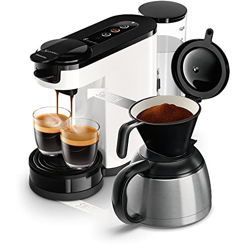 philips senseo switch kaffeevollautomat, 2-in-1 brühtechnologie, 1 liter, weiß