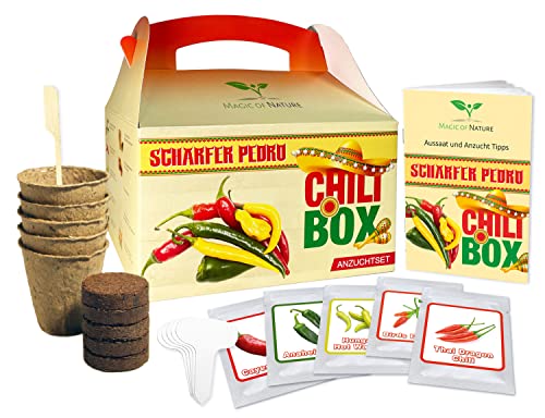 chili samen anzuchtset 5 sorten - ideal für hobbygärtner - prime