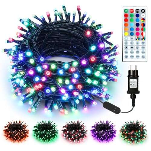 BrizLabs Weihnachtsbeleuchtung außen 20m 200 LED RGB Farbwechsel wasserdicht mit Fernbedienung