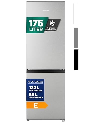 heinz kühlgefrierkombination 175 liter, kühlschrank mit gefrierfach, 39 dB, inox
