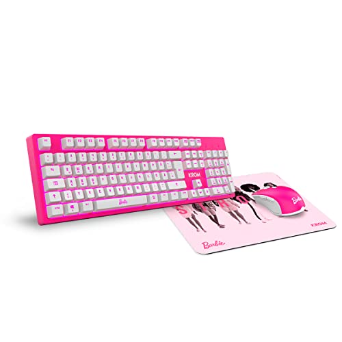 krom kit tastatur maus mausunterlage barbie edition mit weißer led 6400 dpi pink