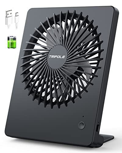 tischventilator triPole leise, 2000mAh usb akkulüfter, 3 geschwindigkeiten, 180 einstellbar, schwarz