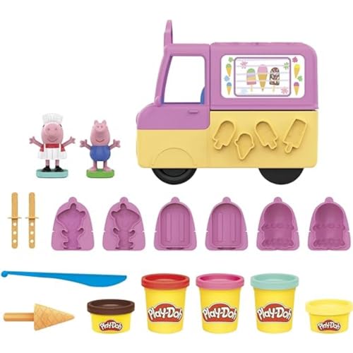 play-doh eiscreme spielset mit peppa und george, inkl. eiswagen und 5 töpfen