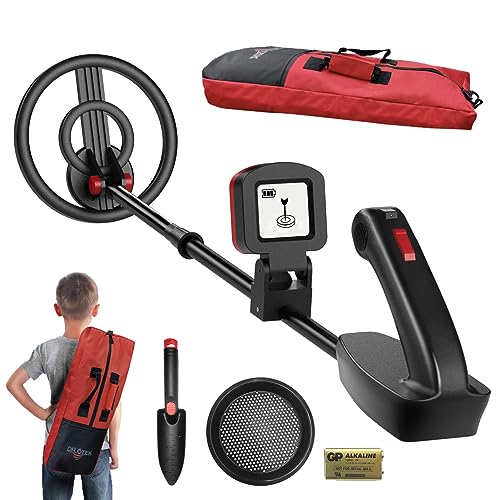 dr.ötek metalldetektor kinder set, wasserdicht, verstellbar, lcd display, inkl. schaufel, sieb, tasche für 3-10