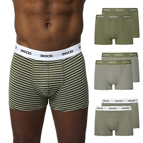 Snocks Boxershorts Herren Bio Baumwolle 6er Pack Unterhosen ohne Gummibund Gr. S-4XL