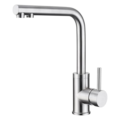 crea 3 wege wasserhahn küche, 360 drehbar armatur für wasserfilter, edelstahl