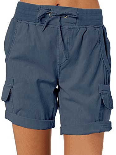 imuedaen damen shorts cargo sommer kurze hosen outdoorhose mit taschen a marine 2 s