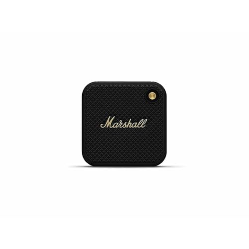 marshall willen bluetooth lautsprecher, 15 stunden spielzeit, ip67 wasserdicht, schnellladung, schwarz-gold