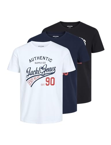 jack & jones t-shirt 3er-pack logo rundhals, herrenbekleidung, basicshirts