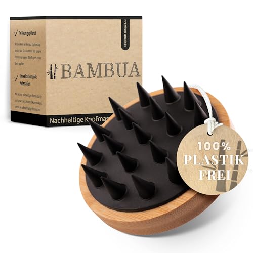 bambua scalp massage brush, antibakterielle bambus shampoobürste, gegen schuppen, schwarz