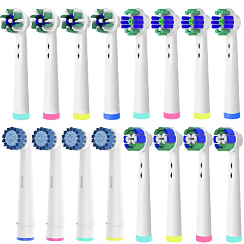 Aufsteckbürsten 16pcs kompatibel mit Oral-B, 3D Whitening, Precision Clean, Sensitive Clean