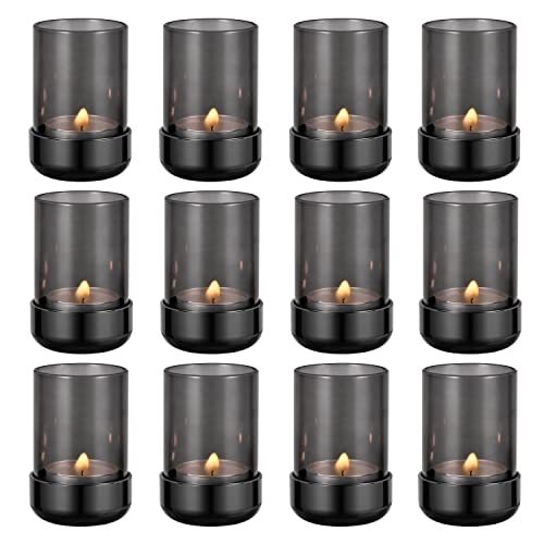 faveaux teelichthalter glas metall kerzenhalter schwarz 4 stück tischdeko dekoration