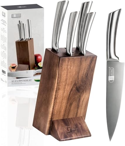 messerblock 5-teiliges messerset akazienholz hochwertig und langlebig