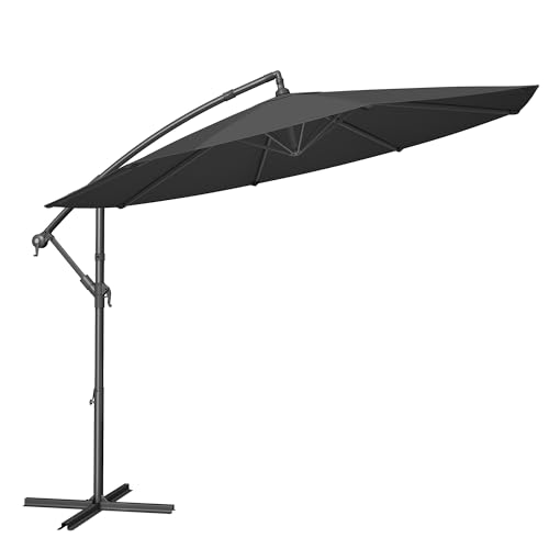 songmics sonnenschirm ampelschirm 300 cm grau mit ständer und uv-schutz upf 50+