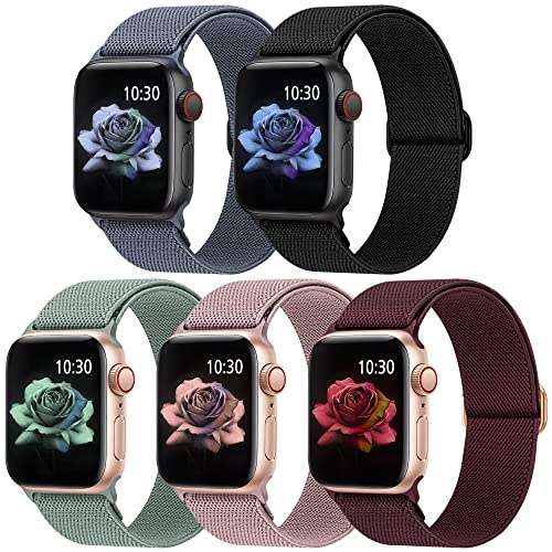 jiamus nylon elastisches solo loop armband für apple watch 38mm 40mm 41mm 42mm 10 dehnbar ersatzarmband Damen Herren