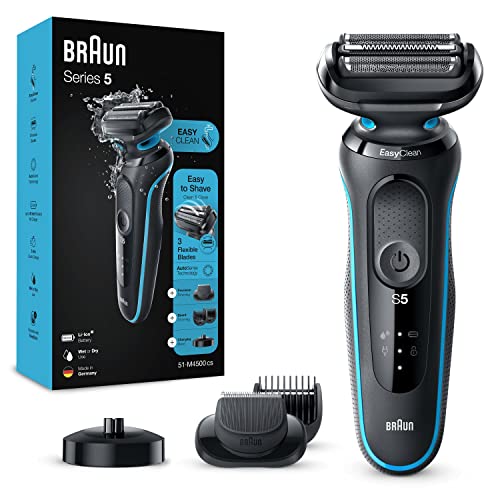 braun series 5 elektrorasierer mit trimmeraufsatz, leicht zu reinigen, blau