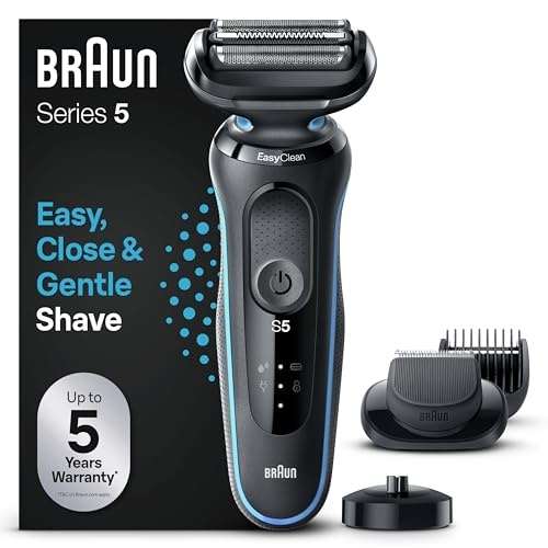 Erleben Sie sanfte Rasur mit dem Braun Series 5: Elektrorasierer, Wet & Dry, EasyClean, inkl. EasyClick Barttrimmer. Perfekte Pflege in mintgrün!