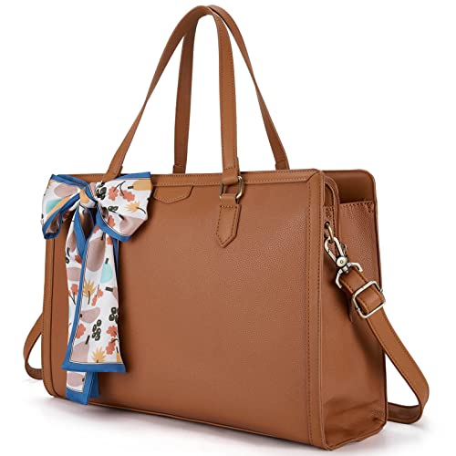missnine laptoptasche 15,6 zoll damen handtasche arbeitstasche mit 3 fächern, braun