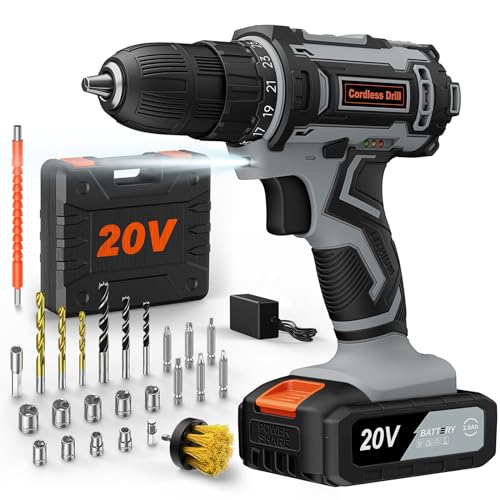 akkuschrauber 20v akku bohrschrauber set 2000mAh 25 zubehör 42Nm 10mm 2-gang