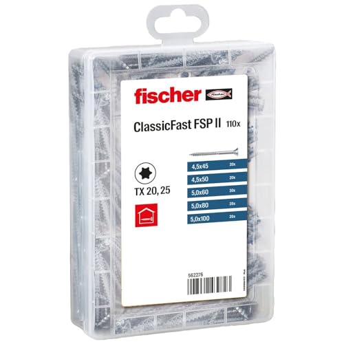 Produktbild: fischer Profi-Box ClassicFast II Spanplattenschrauben 4,5-5,0 mm 110 Stück blauverzinkt
