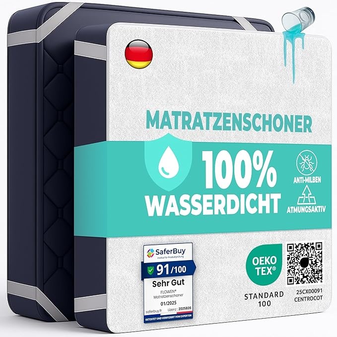 wasserdichter matratzenschoner 200x200 cm, baumwolle, atmungsaktiv, waschbar, allergieschutz