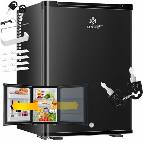 kesser mini fridge 40 l, lockable mini bar für camping, büro, schlafzimmer, hotel, küche