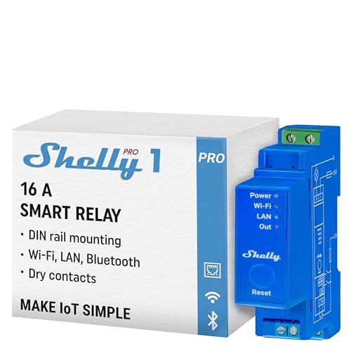 Shelly Pro 1 | 1-Kanal-DIN-Schienen-Smart-Schalter | LAN, WLAN, 16A, pot.frei