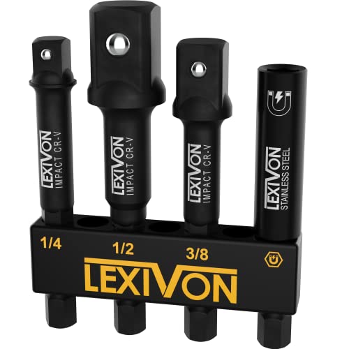 Produktbild: lexivon impact stecknuss adapter set 1/4" auf 1/4", 3/8", 1/2" drive 4 stück