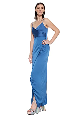 Produktbild: trendyol damen maxi wrapover kleid abendkleid indigo 62 regular fit