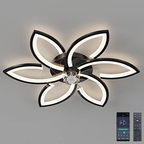 leise deckenventilator mit fernbedienung und licht, dimmbar, 70W, schwarz