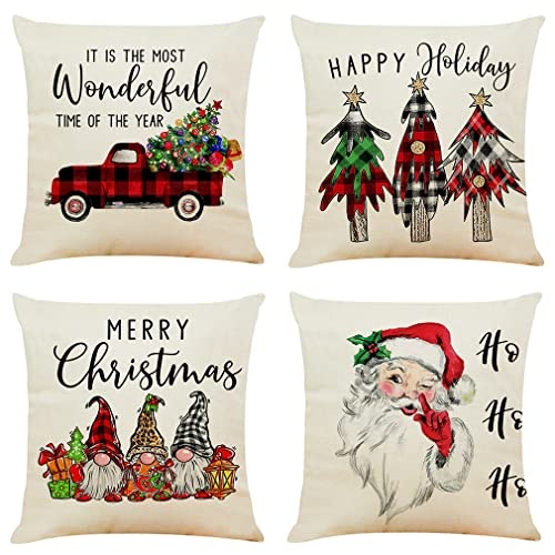 niulaa kissenhülle 40 x 40 cm weihnachten gnome weihnachtsmann leinen 4 stück dekorativ