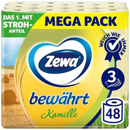 zewa kamille toilettenpapier 3-lagig 48 rollen 17,52 euro statt 21 euro