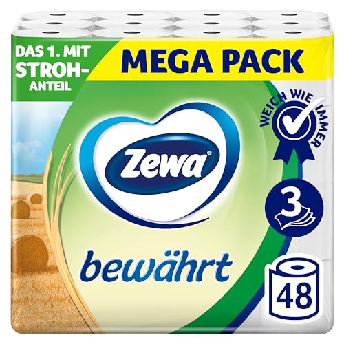 Zewa Toilettenpapier 3lagig, 48 Rollen mit Strohanteil, bewährt