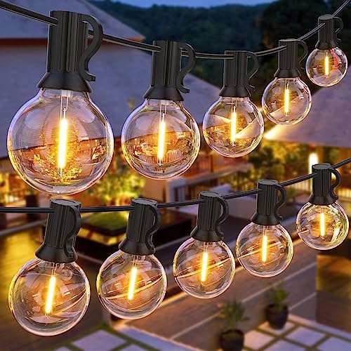 gpatio led lichterkette außen 30m mit 50 warmweißen g40 glühbirnen ip45 wasserdicht