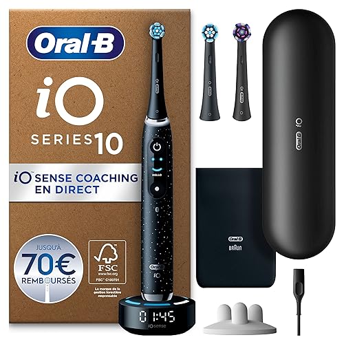 oral-b io series 10 elektrische zahnbürste, 3 aufsteckbürsten, 7 modi, schwarz