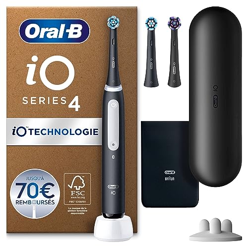 oral-b iO Series 4 Plus elektrische zahnbürste mit 3 aufsteckbürsten, schwarz