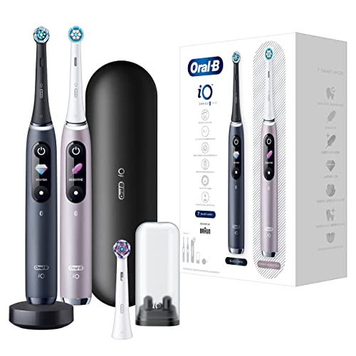 Produktbild: oral-b io series 9 duo schwarz rosenquarz doppelpack mit 3 aufsteckbürsten und etui