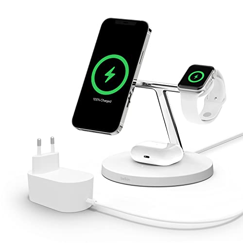 belkin magsafe 3-in-1 wireless ladegerät, 15 w schnellladung für iphone, apple watch, airpods