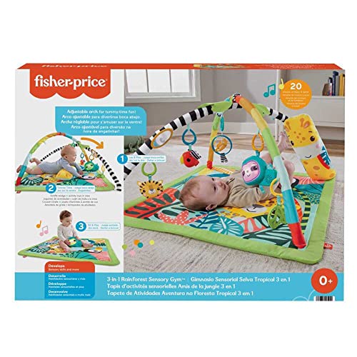 Produktbild: fisher-price spieldecke 3-in-1 rainforest spielmatte mit sensorischen spielzeugen
