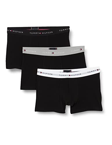 tommy hilfiger herren trunks 3er set, mehrfarbig grau schwarz weiß, m