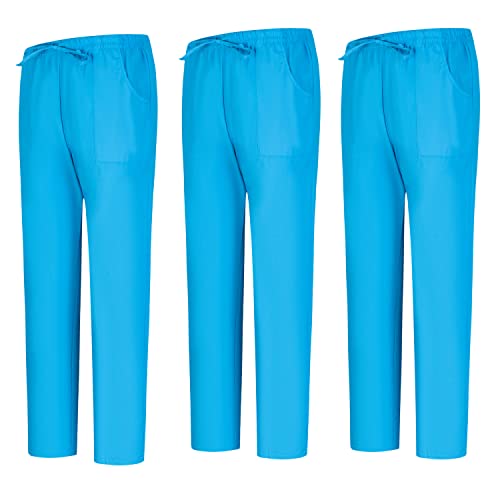 MISSMIYA unisex sanitäthosen 3er pack medizinische uniform arbeitshose x-small hellblau
