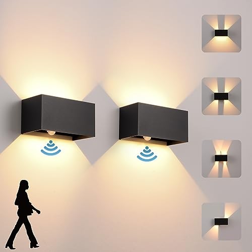 LED Wandleuchte Schwarz 24W IP65 mit Bewegungsmelder 3000K Warmweiß, Modern