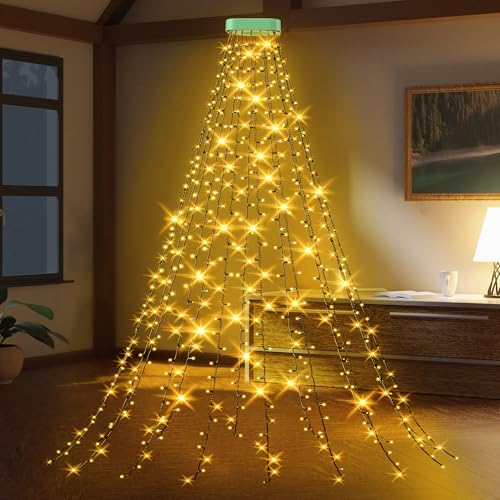 gylefy lichterkette weihnachtsbaum 2m 400 led warmweiß innen außen 8 modi timer wasserdicht