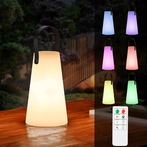 uuffoo akku outdoor lampe, dimmbare led tischlampe kabellos, ip44 wasserdicht, fernbedienung