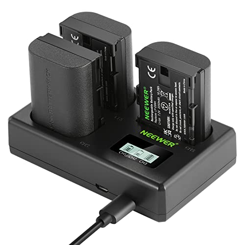 neeweere lp-e6nh akku und usb-ladegerät set 3er pack 2250 mah kompatibel mit canon eos
