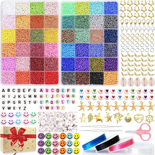 48 Farben rocailles perlen set 17311pcs, 3mm glasperlen zum auffädeln, 655pcs zubehör