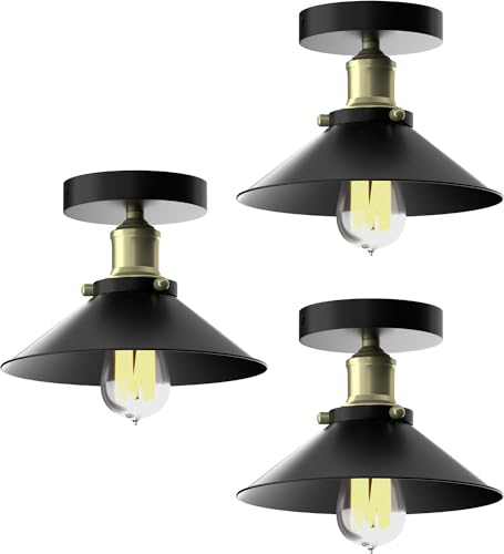 heilmetz deckenlampe schwarz e27 metall vintage retro lampe für flur wohnzimmer küche