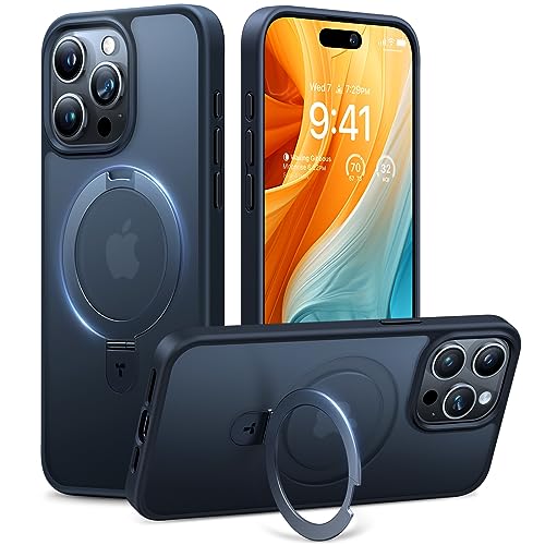 torras ostand q1 guardian iphone 14 pro hülle mit magsafe, stoßfest, unsichtbarer stand, militärschutz